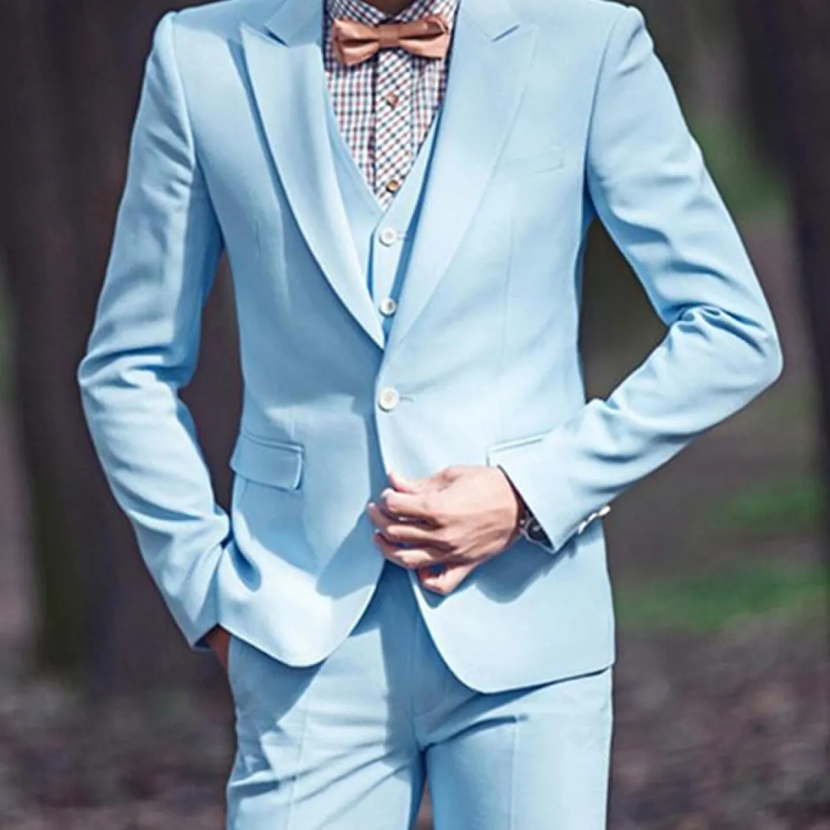 2022 New Fashion Sky Blue Abiti da sposa da uomo d'affari One Bottom Abiti da uomo 3 pezzi (giacca + pantaloni + gilet) trajes D