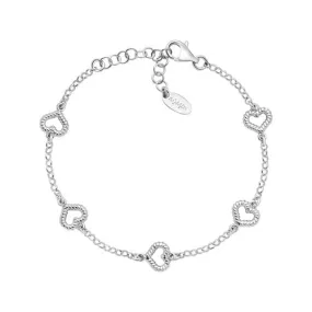 Bracciale Cuore Multiplo Godronato Rodio - BRGOCUB1