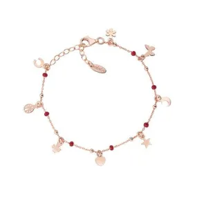 Bracciale da donna - Bracciale Amen Multi-Charm Rosè e Smalto Rosso - BRSMFORR