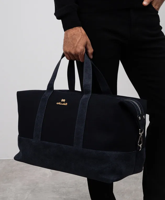 Enrico Mandelli Borsa da viaggio combinata blu con logo 0LEWIS3813