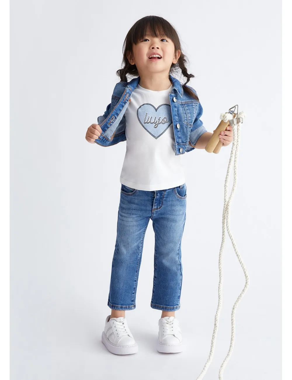 KA4047 T SHIRT LIU JO BAMBINA CON CUORE MAGLIA MAGLIETAT LOGO GIRL KIDS NUOVA