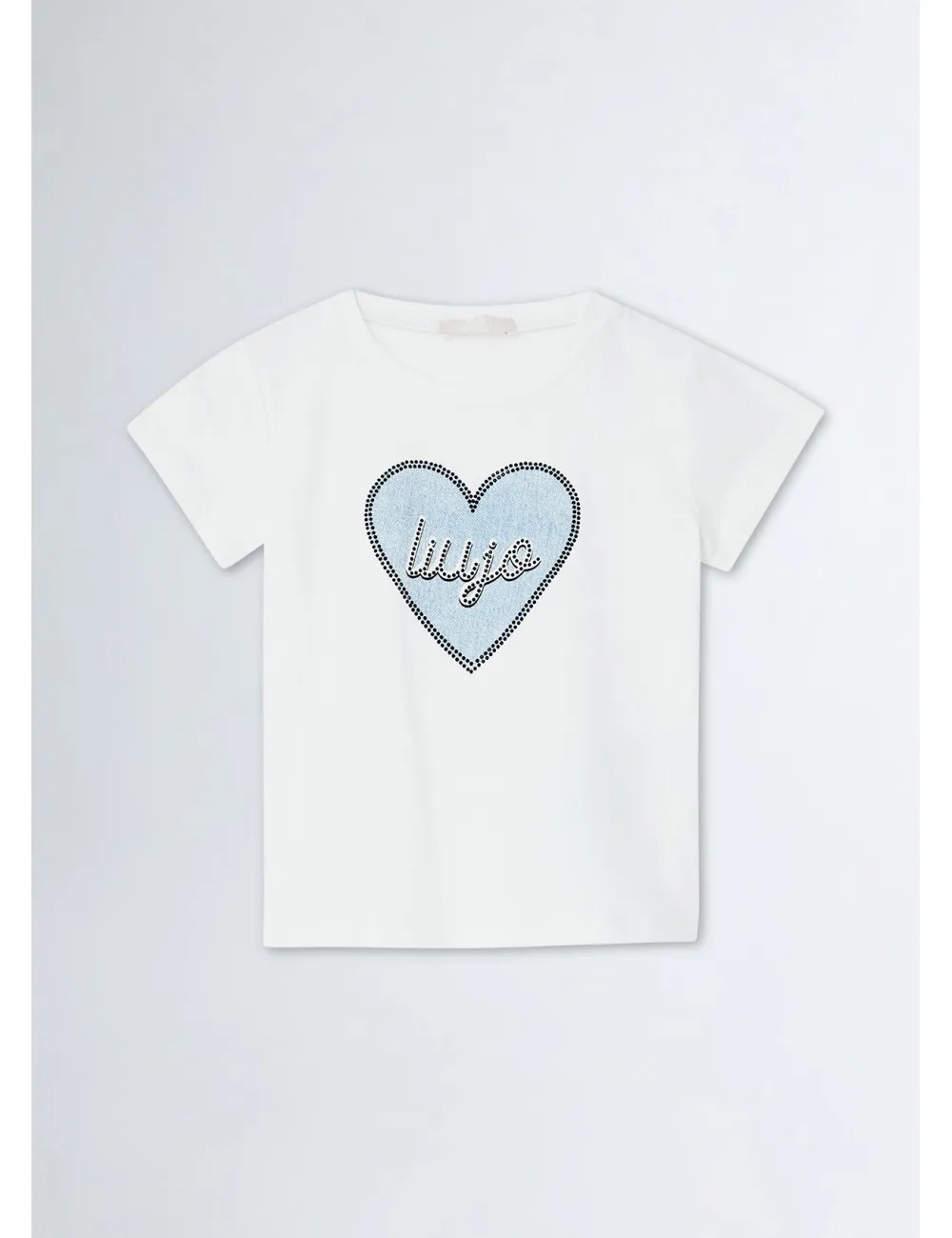 KA4047 T SHIRT LIU JO BAMBINA CON CUORE MAGLIA MAGLIETAT LOGO GIRL KIDS NUOVA