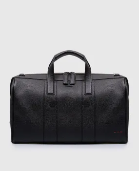 Kiton Borsa da viaggio in pelle nera con logo UBA0062N01089