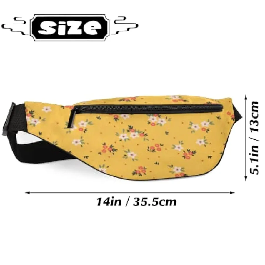 Marsupio floreale piccolo fiore per donne uomini, giallo Sport Marsupio Marsupio leggero, borsa da cintura regalo per corsa, via