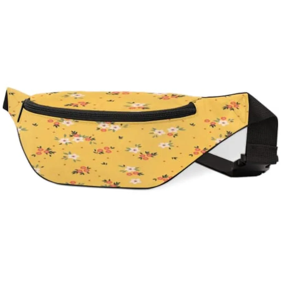 Marsupio floreale piccolo fiore per donne uomini, giallo Sport Marsupio Marsupio leggero, borsa da cintura regalo per corsa, via