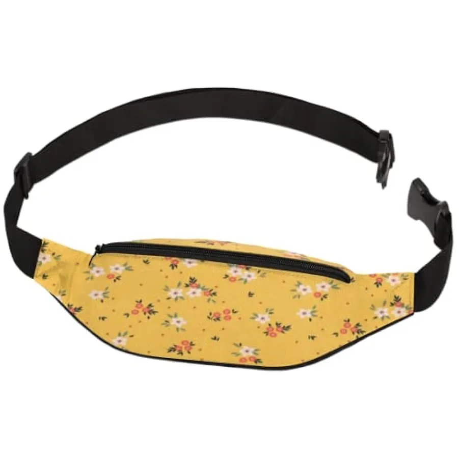 Marsupio floreale piccolo fiore per donne uomini, giallo Sport Marsupio Marsupio leggero, borsa da cintura regalo per corsa, via