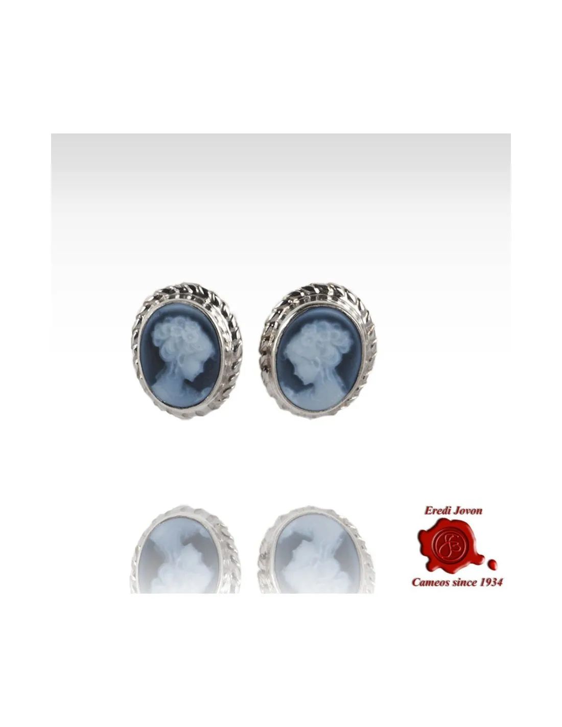 Orecchini cammeo pietra blu argento Venezia