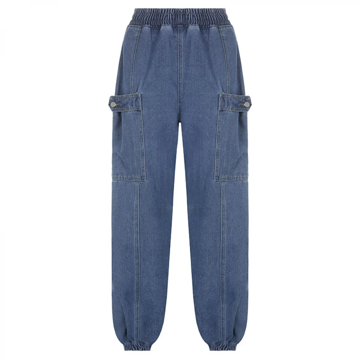 Pantaloni cargo alla moda 2022 Ins Street Jeans da lavoro vintage solidi Vita elastica Jeans a gamba dritta Abbigliamento da lav