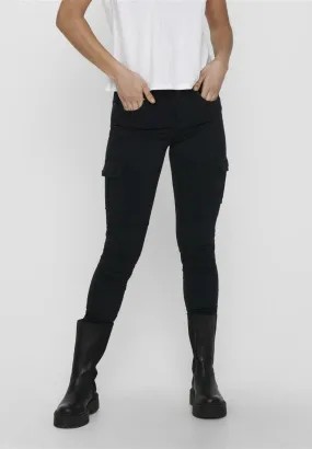 Pantaloni skinny Only MISSOURI REG ANK LIFE CARGO PNT Nero