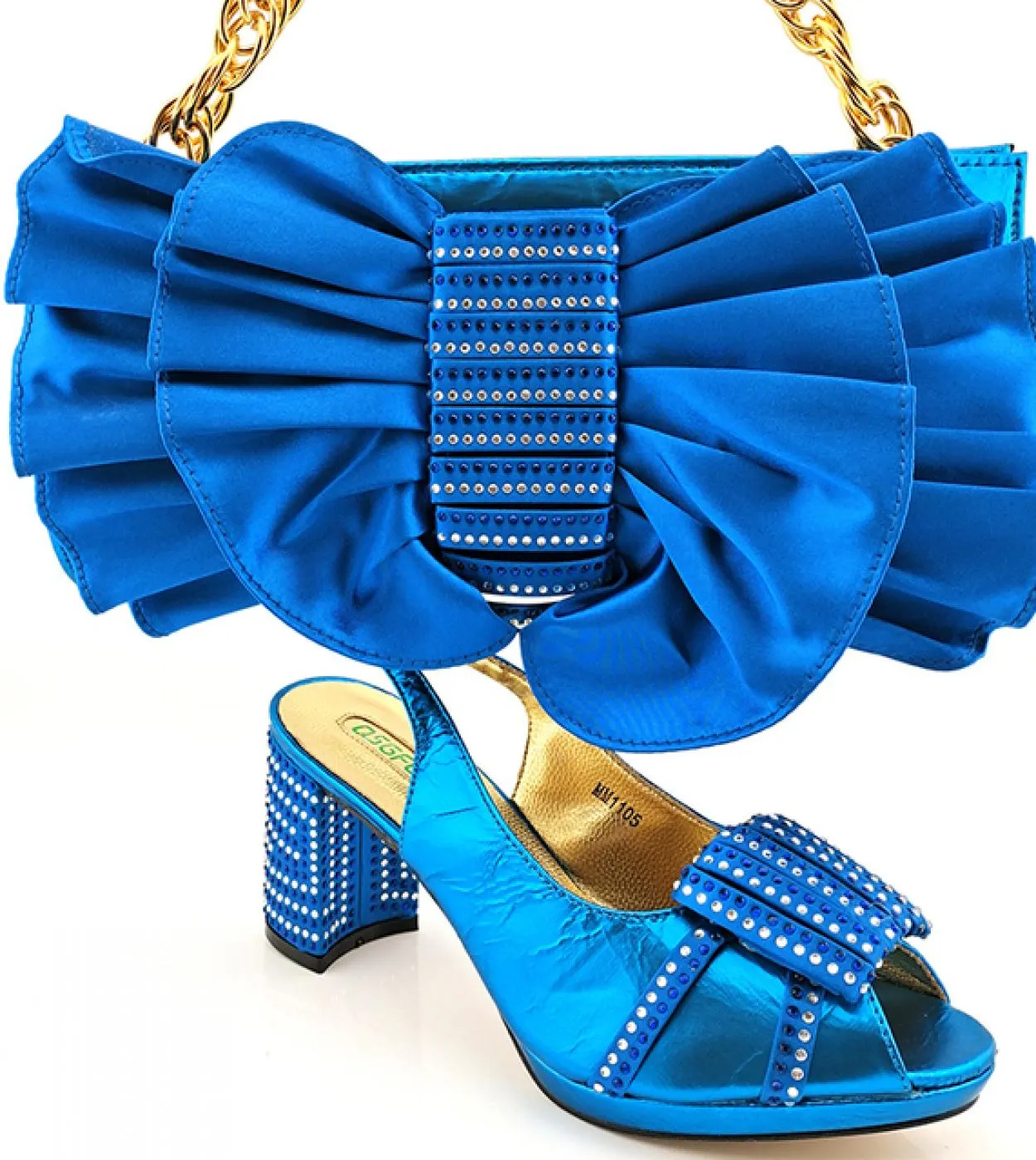 Scarpe e borsa da donna eleganti africane di vendita calda di design italiano con décolleté da donna blu reale