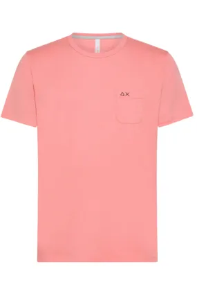 SUN 68 T-SHIRT ROUND SOLID POCKET S/S FENICOTTERO T34101