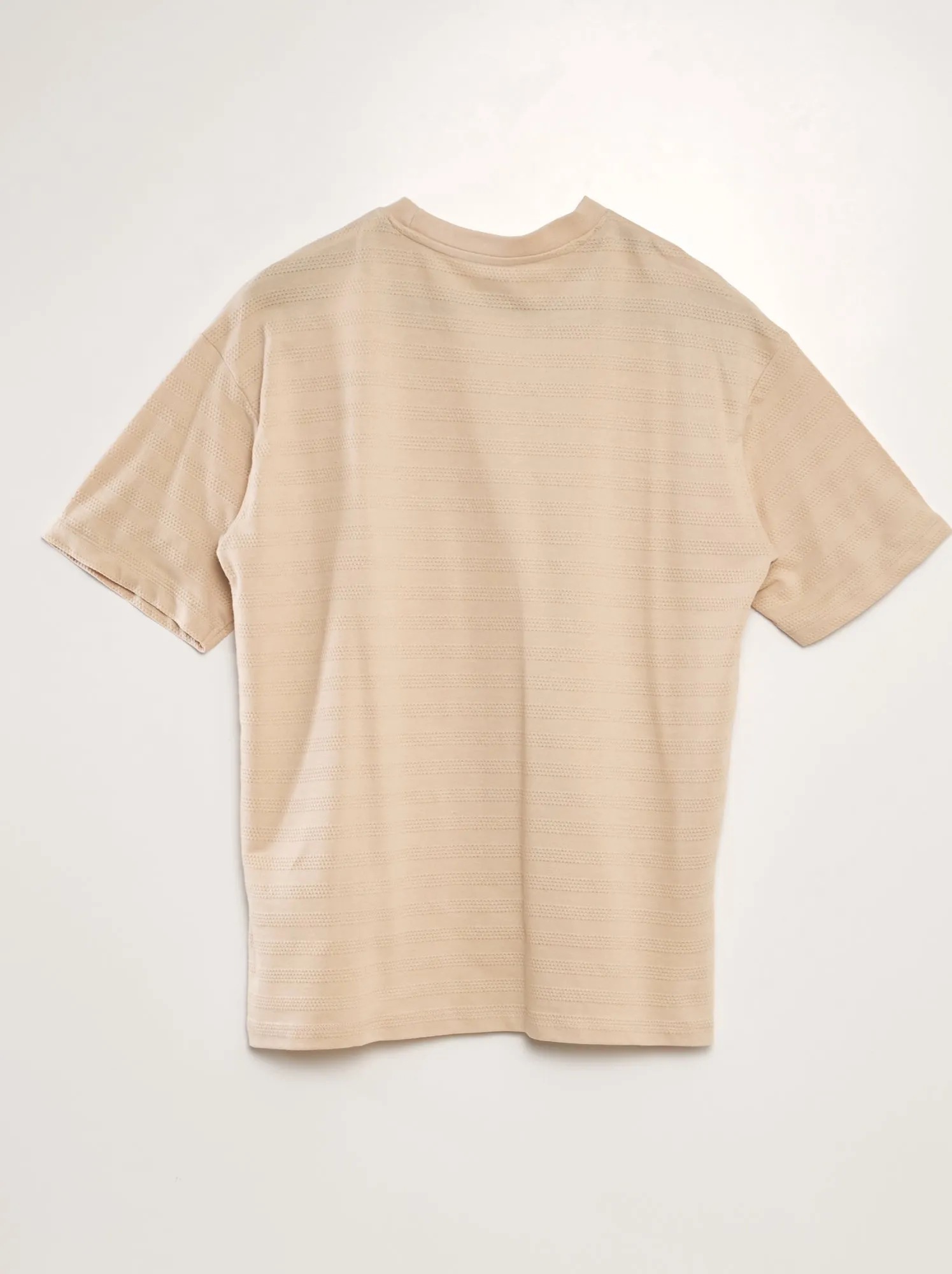 T-shirt in cotone testurizzato - BEIGE