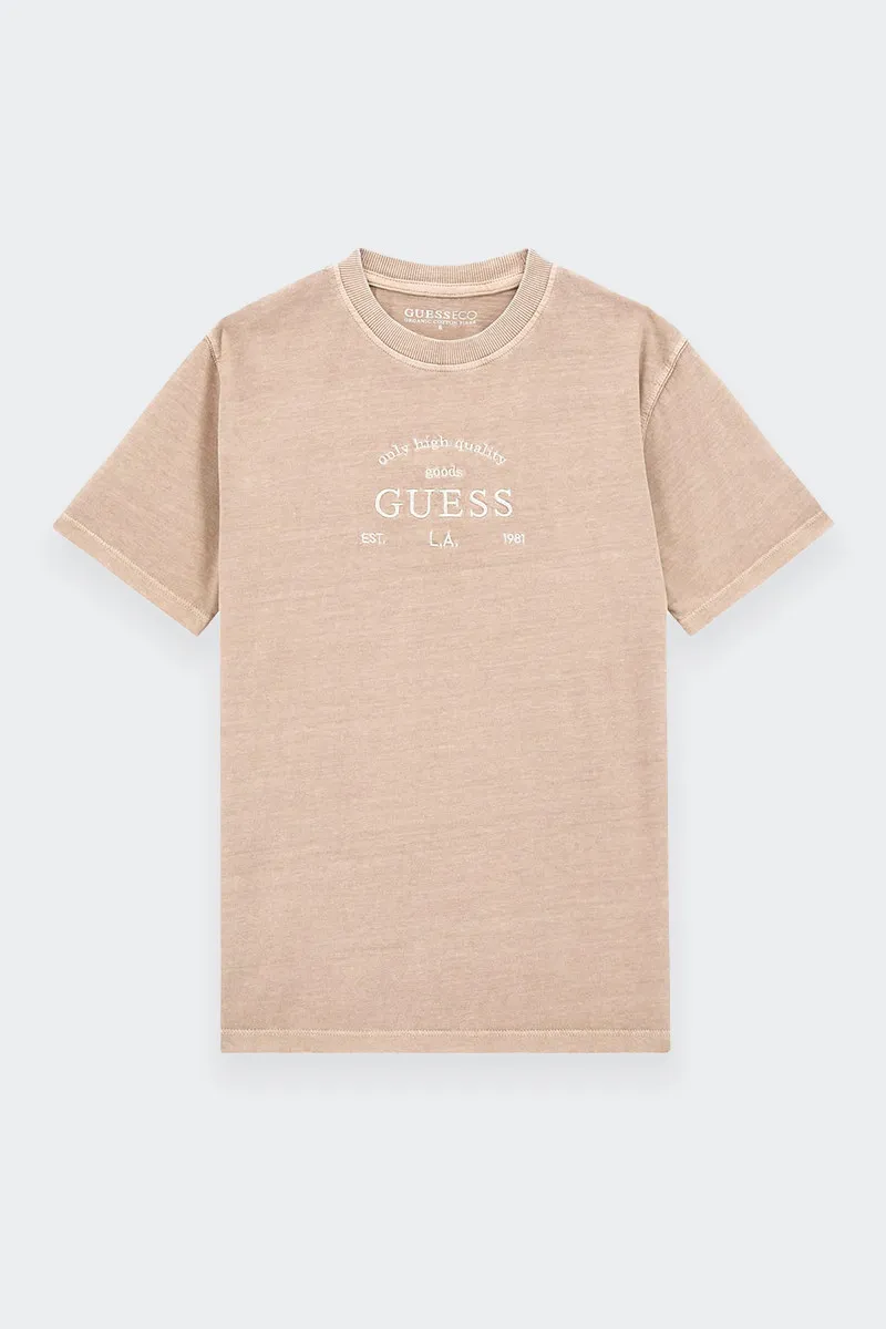 T-SHIRT OVERSIZE BEIGE LOGO RICAMATO