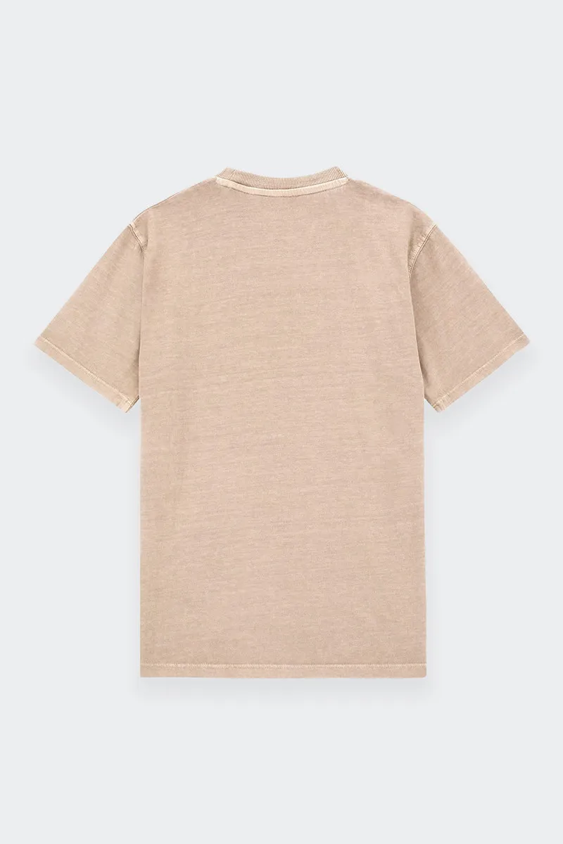 T-SHIRT OVERSIZE BEIGE LOGO RICAMATO